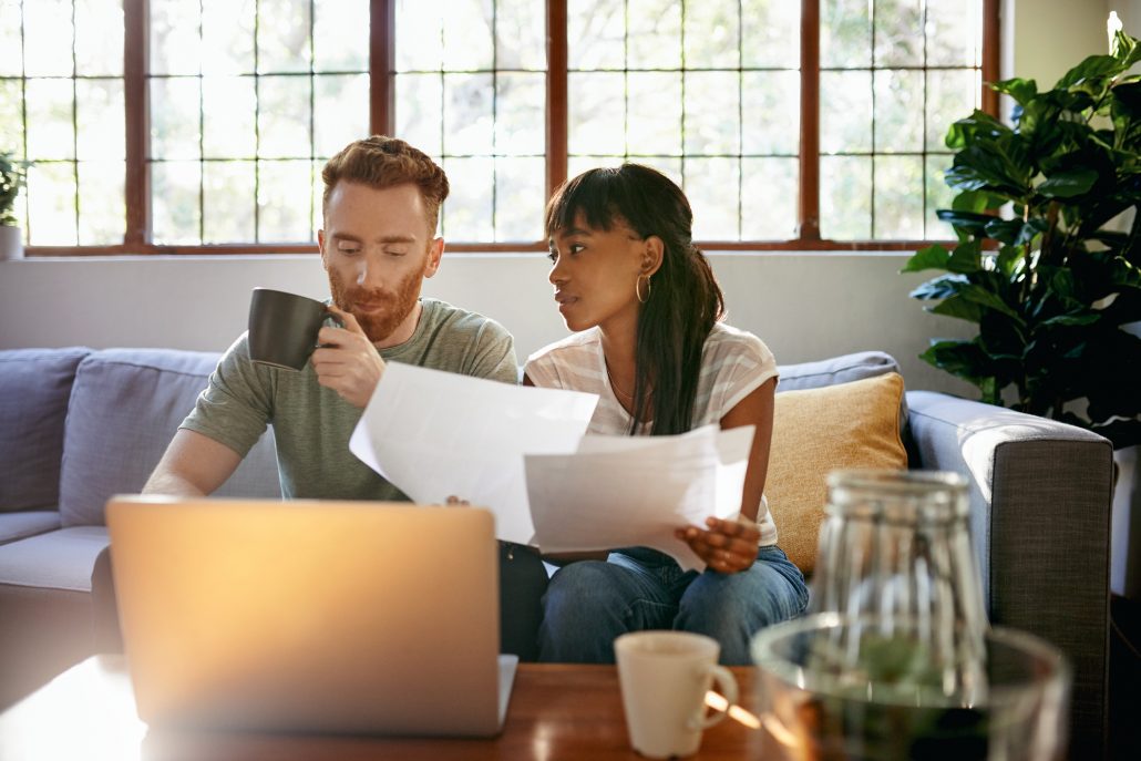 Couple going over finances.