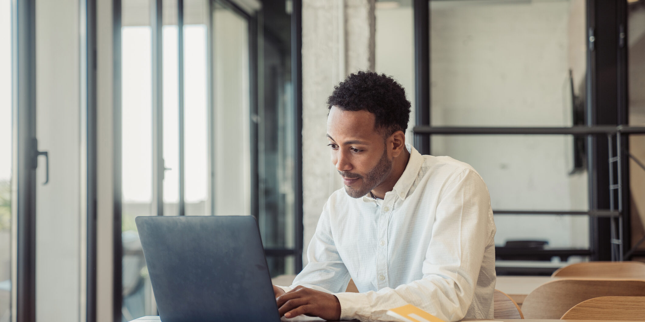 Young man working in an office