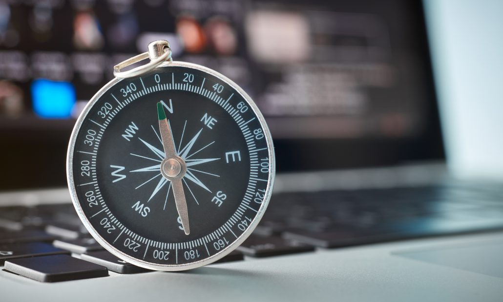 Compass on laptop computer