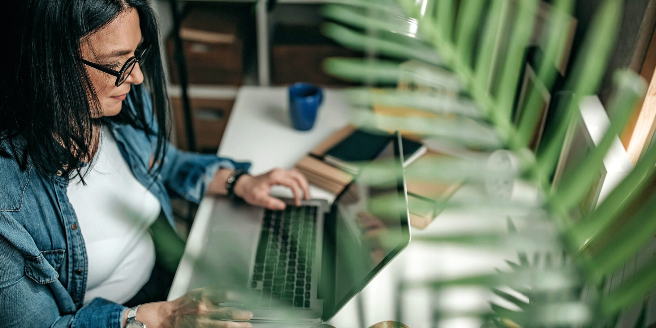 woman using laptop